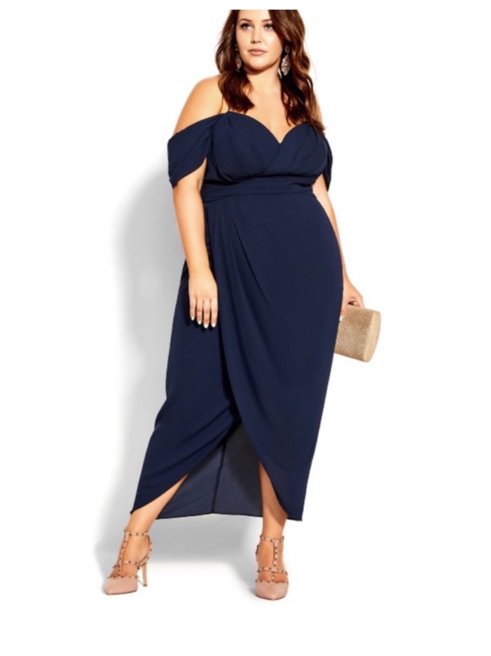 City Chic Maxi Entwine Dress Navy Blue Women’s Plus Size 16 Formal Bridesmaid
